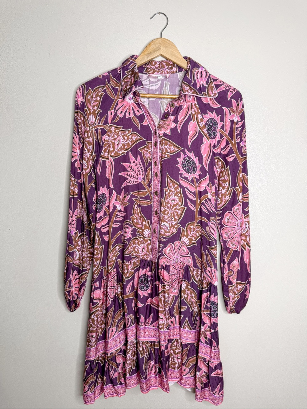Omika Anthropologie | Boho Floral Long Sleeve Modal Dress View 4
